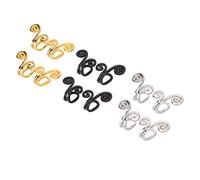 Pongnas Pendientes de Acupresión Oro Plata Negro Auriculoterapia Clips Delgados para las Orejas Pendientes No Perforados para Mujeres Niñas Madres 6 Pares Galvanoplastia de Aleación