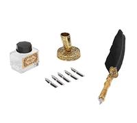 Pongnas Pluma de Pluma y Tinta, Calligraphy Set Pen con un Patrón Exquisito y Acero Inoxidable para Práctica de Caligrafía (BLACK)