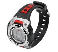 Pongnas Reloj Digital Versátil para Hombres y Mujeres con Luz Nocturna LED, Cronómetro y Alarma - Banda de Goma Roja a Prueba de Golpes (Negro Rojo)