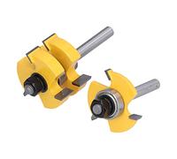 Pongnas T Bit de Enrutador de Pista, T ROUTER 1/4in Vástago Plateado Plata Amarillo Conjunto de Cuentas Bits 2 Piezas de de Enrutador para Carpintería de Carpintería
