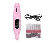 Pongnas Taladro de Uñas Eléctrico USB Actualizado, Amoladora de Pluma para Manicura y Pedicura, Herramienta Pulidora de Manicura Portátil con 6 Cabezales de Pulido (Rosada)