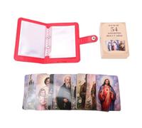 Pongnas Tarjetas de Oración 54 con Funda de Cuero PU, Estuche Religioso a Prueba de Polvo para Devocionales Diarios e Inspiración Espiritual
