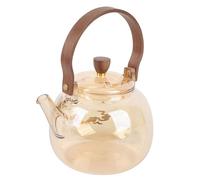 Pongnas Tetera de Vidrio de Borosilicato Resistente Al Calor, 950 Ml, Tetera Transparente con de Madera y Ollas Interiores Dobles de Acero Inoxidable para Estufa Eléctrica de Cerámica, de Hojas