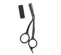 Pongnas Tijeras para Cejas 2 en 1 con Peine, Recortador de Cejas de Acero Inoxidable, Herramienta de Aseo de Doble Propósito con Anillos Antideslizantes para Hombres y Mujeres, Us (BLACK)