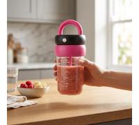 Pongnas Vaso Mezclador Eléctrico, Taza Mezcladora Automática Portátil a Pilas para Batidos de Proteínas, Vaso para Mezclar con un for Viaje y Gimnasio (negro rojo)
