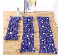 Pongpai Cojín de banco de 2 y 3 plazas para patio jardín, cojín de asiento para balancín, sofá, colchón, con correas antideslizantes, uso en interiores y exteriores (estrella azul, 48 x 160 cm)