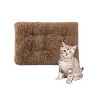 Pongpai Colchón de dormir suave para perros y gatos, tapete de felpa para interiores y exteriores, varios colores, lavable, sofá, cama, cojín para mascotas (125 x 85 cm, caqui)