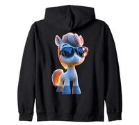 Poni con Gafas de Sol Poni Jinete de Granja Ponis Montar Sudadera con Capucha