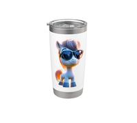Poni con Gafas de Sol Poni Jinete de Granja Ponis Montar Vaso térmico de acero inoxidable de doble pared