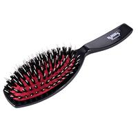Ponik's Cepillo neumático para extensiones de pelo con cerdas de jabalí naturales y agujas de nailon, color negro