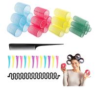 PONIK'S PROFESSIONAL Juego de 38 rulos (20/32/44/56 mm) con clips, rizador de pelo sin calor, rizador de pelo durante la noche, grande, autoadhesivo y pequeño, rizos sin calor para pelo corto y largo