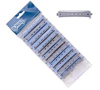 PONIK'S PROFESSIONAL - Juego de rulos de ondas permanentes, rulos para ondulación permanente, 12 unidades, rulos permanentes de 13 mm, pequeños rulos fríos con lengüetas de goma redondas - Azul Gris