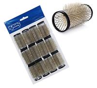 PONIK'S PROFESSIONAL - Rollos metálicos, rodillos de alambre con cepillos, rulos de metal 12 unidades, rodillos de pelo de 28 mm, juego de rodillos, rodillos para rizos, juego de rulos - Negro
