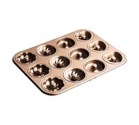 Ponixa Bandeja para Hornear Antiadherente Molde para Hornear de Acero al Carbono (12 Cavity Molde para Donuts)