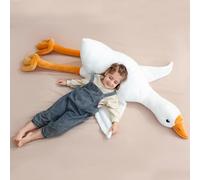Ponjauk Gans gigante de 160 cm, pato de peluche, XXL, suave y acogedor pato de tela, gran pato de peluche para dormir, gigante cumpleaños para niños