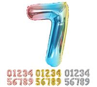 Ponmoo Foil Globo Azul Número 7, Gigante Numeros 0 1 2 3 4 5 6 7 8 9 10-19 20-29 30-39 40 50 60 70 80 90 100, Grande Globos Decoración para La Boda Aniversario y Cumpleaños Fiestas