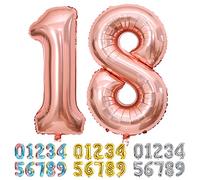 Ponmoo Foil Globo Número 18 81 Oro Rosa, Gigante Numeros 0 1 2 3 4 5 6 7 8 9 10-19 20-29 30 40 50 60 70 80 90 100, Grande Globos para La Boda Aniversario, Globo de Cumpleaños Fiesta Decoración