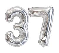 Ponmoo Foil Globo Número 37/73 Plata, Gigante Numeros 0 1 2 3 4 5 6 7 8 9 10-19 20-29 30 40 50 60 70 80 90 100, Grande Globos Decoración para La Boda Aniversario y Cumpleaños Fiestas
