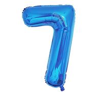 Ponmoo Foil Globo Número 7 Azul 40" (101cm), Inflable Helio o aire, Gigante Numeros 0-9, 10-19, 20-29, 30-100, Grande Globos Decoración para La Boda Aniversario y Cumpleaños Fiestas