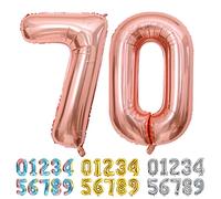 Ponmoo Foil Globo Número 70 Oro Rosa, Gigante Numeros 0 1 2 3 4 5 6 7 8 9 10-19 20-29 30 40 50 60 70 80 90 100, Grande Globos Decoración para La Boda Aniversario y Cumpleaños Fiestas