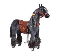 PONNIE Caballo de Montar Inline Ebony S, 3 a 6 años, reposapiés Ajustables, Silla Desmontable, Crin peinable