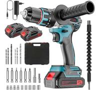 PONOSEU 21V Brushless Akkuschrauber 80 Nm - Profi Akku Bohrschrauber mit 2x 2000 mAh Akkus, 2-Gang, 20+3 Drehmomentstufen, LED & Zubehör - Für Handwerker, Werkstatt & Renovierung (XL02-H)