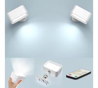 ponoseu LED Lampara Pared sin Cable Recargable USB, Lampara Inalambrica con Batería de Carga USB, Luz de Pared Interior Apliques Pared Dormitorio, Luz Led Adhesiva, 3 Colores (2 piezas, blanco)