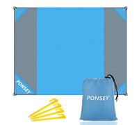 Ponsey Manta de pícnic 200 x 200 cm, para la Playa, Impermeable, Resistente a la Arena, portátil, Color Azul, 200 x 200 cm