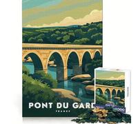 Pont Du Gard Francia Rompecabezas para Adolescentes 1000 Piezas Desarrollo Cerebral Entretenimiento Tranquilo Limpieza Unir Regalo de Temporada (50x75cm)