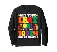 Ponte tu Cray On It's The 100th Day of School Funny Teacher Manga Larga