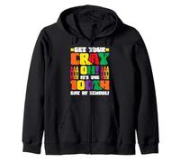 Ponte tu Cray On It's The 100th Day of School Funny Teacher Sudadera con Capucha