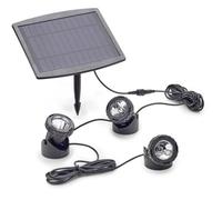 Pontec PondoSolar LED Set 3 - Set de iluminación con 3 lámparas LED y panel solar / iluminación solar para estanque y jardín