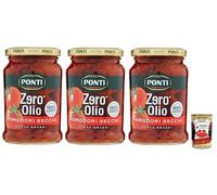 Ponti Pomodori Secchi Zero Olio, sin aceite, tomates secos, sin grasa, cristal 300 g + lata italiana Gourmet Polpa di Pomodoro de 400 g