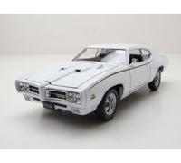 Pontiac GTO 1969 Blanco Coche Modelo Sportwagen 1:24 Welly Die-Cast
