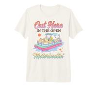Pontoon Boat Motorboatin out Here In The Open Lake Life Camiseta Premium