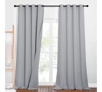 PONY DANCE Cortina Aislamiento Acustico Opacas 2 Piezas Cortinas Termicas Aislantes Frio y Calor con Ojales Cortinas Dormitorio Matrimonio, 132x240 CM, Gris Claro