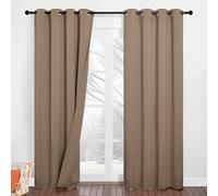 PONY DANCE Cortina Antiruido 100% Opacas de Tres Capa para Dormitorio Matrimonio 2 Piezas Cortinas Termicas Aislantes Frio y Calor con Ojales, 132x213 CM, Moca