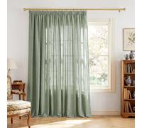 PONY DANCE Cortina Dormitorio Translucida de 3 Metros, Sheer Curtain for Living Room Filtrado de Luz con Furncidas 1 Pieza para Salon/Balcon,300x245cm(AnxAl),Verde