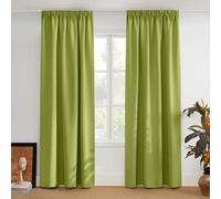 PONY DANCE Cortina Opaca Termica Aislante Frio y Calor Salon 2 Piezas Cortina Dormitorio Matrimonio Ventana para Riel con Ganchos, 140x245 CM, Verde