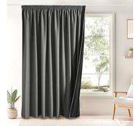 PONY DANCE Cortinas 100% Opacas Salon Modernas 2 Piezas, Curtains Blackout Termicas Aislantes el Calor para Dormitorio Matrimonio con Fruncidas,300x245cm,Gris