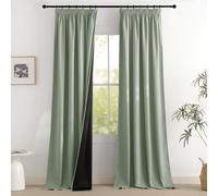 PONY DANCE Cortinas 100% Opacas Termicas Aislantes Frio y Calor, Curtains Blackout for Living Room/Bedroom/Salon/Cocina con Fruncidas o Bolsillos 2 Piezas,140x260cm,Verde Salvia
