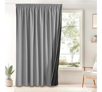 PONY DANCE Cortinas 100% Opacas Termicas Aislantes Frio y Calor, Curtains Blackout for Living Room/Bedroom/Salon/Cocina con Fruncidas o Bolsillos 2 Piezas,300x245cm,Gris Claro