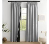 PONY DANCE Cortinas 100% Opacas Termicas Aislantes Frio y Calor, Curtains Blackout for Living Room/Bedroom/Salon/Cocina con Fruncidas o Bolsillos 2 Piezas,140x220cm,Gris Claro