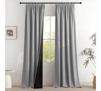 PONY DANCE Cortinas 100% Opacas Termicas Aislantes Frio y Calor, Curtains Blackout for Living Room/Bedroom/Salon/Cocina con Fruncidas o Bolsillos 2 Piezas,140x260cm,Gris Claro