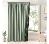 PONY DANCE Cortinas 100% Opacas Termicas Aislantes Frio y Calor, Curtains Blackout for Living Room/Bedroom/Salon/Cocina con Fruncidas o Bolsillos 2 Piezas,300x245cm,Verde Salvia