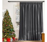 PONY DANCE Cortinas 3 Metros con Ganchos para Rieles, Cortinas Opacas Termicas de Terciopelo (300 g/m2) Grueso para Salon/Dormitorio 1 Panel,300x240cm,Gris