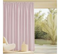 PONY DANCE Cortinas 3 Metros de Lino con Ganchos para Rieles, Cortinas Semi Translucidas Rusticos Visillos Grandes para Salon/Dormitorio 1 Panel,300x260cm,Rosa