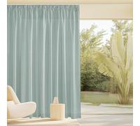 PONY DANCE Cortinas 3 Metros Verdes con Ganchos para Rieles, Cortinas Semi Opacas de Lino Visillos Translucidas para Salon/Dormitorio 1 Panel,300x220cm,Verde Salvia