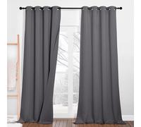 PONY DANCE Cortinas Acusticas 2 Piezas 132x240 CM Cortinas Opacas Termicas Aislantes Frio y Calor con Ojales de Tres Capa 100% Blackout Curtains para Dormitorio, Gris