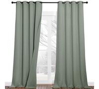 PONY DANCE Cortinas Acusticas Cortinas Salon Opacas 2 Piezas Cortinas Termicas Aislantes Frio y Calor Cortinas de Tres Capa Cortinas Habitacion Matrimonio, 132x240 CM, Verde Salvia